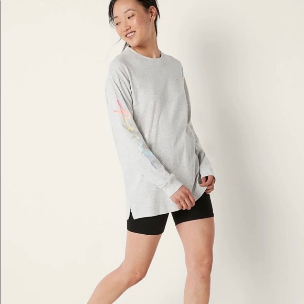 NWT PINK long sleeve campus shirt